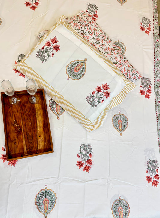 King Size Soft Cotton - Hand Block Bed Sheet